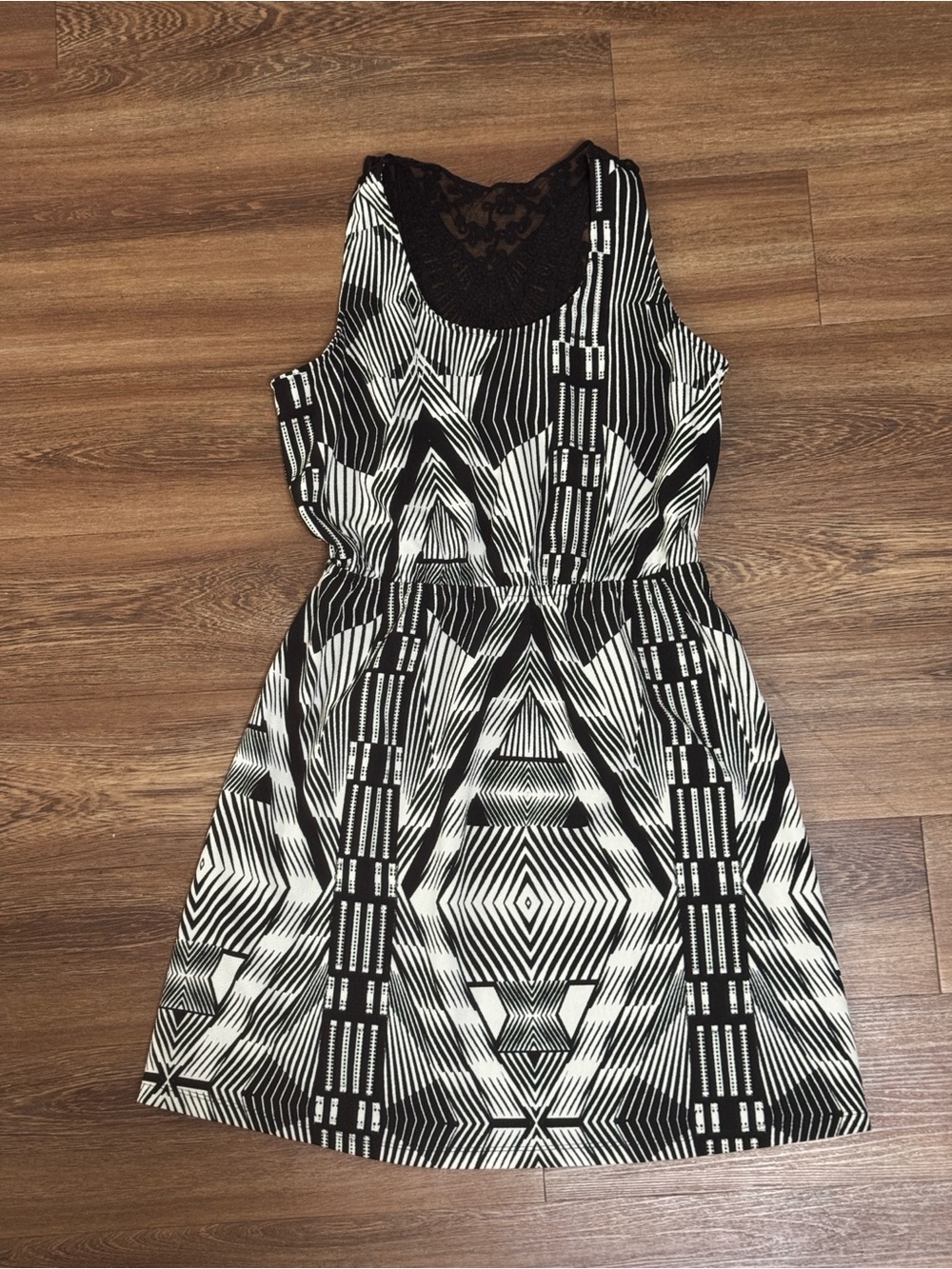 No Boundaries Black & White Geometric Tank Dress